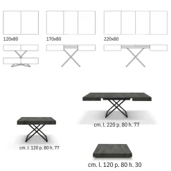 Tavolo Tavolo trasformabile struttura in metallo e piano finitura acciaio ossidato  di scontato del 45%^Md work Clearance