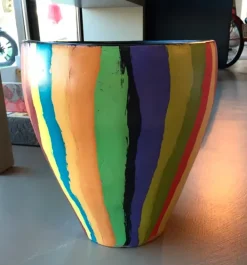 Vaso rivestito in Ecomalta , texture millerighe- Pezzo unico^Oltremateria