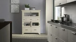 Vetrinetta Dispensa con ribalta ed ante scorrevoli scontata del 35% in legno in Offerta Outlet Vetrinette