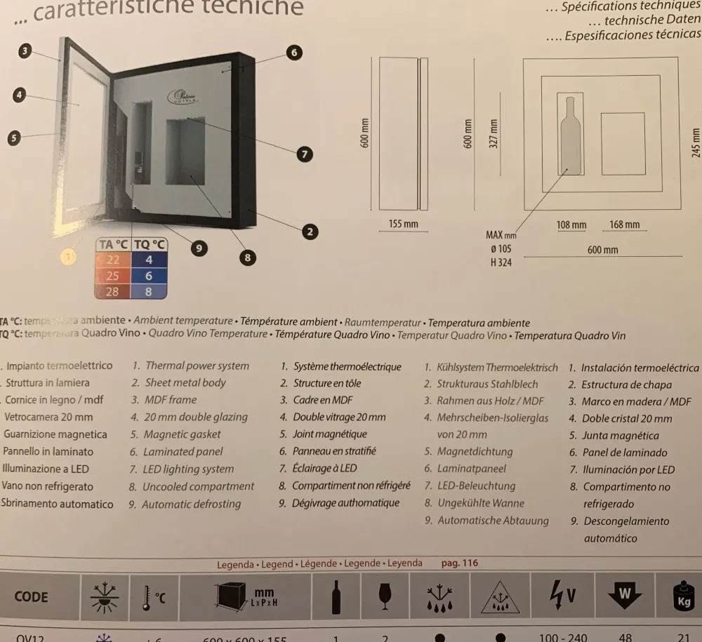 Clearance Vetrinetta Quadro vino qv12 stile design Quadro vino qv12 di in offerta Vetrinette