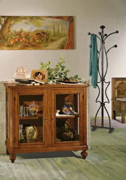 Artigianale Vetrinetta Vetrina bassa a 2 ante scontata del 40% in legno a prezzo Outlet- Vetrinette