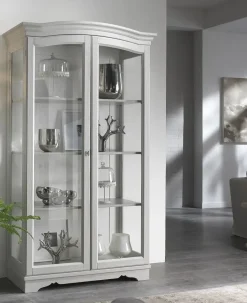 Artigianale Vetrinetta Vetrina sagomata laccata scontata del 40% in stile classico a prezzi outlet- Vetrinette